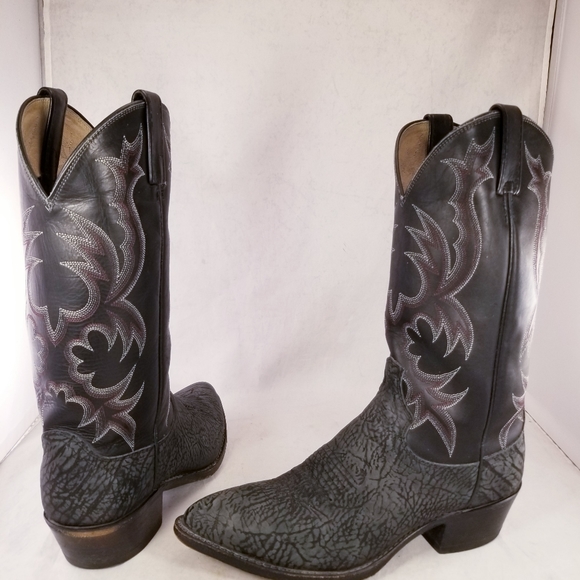 DAN POST MEN CHARCOAL BLACK WESTERN COWBOY BOOTS SZ 9 D  * - Picture 6 of 12